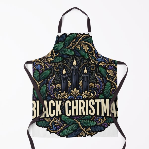 Item preview, Black Christmas Evergreen Wreath - Tall Candle Gothmas Emblem designed and sold by IllumeInk.