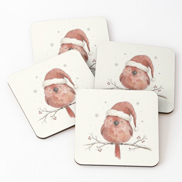 Item preview, Cute Christmas Cardinal in Santa Hat – Red Bird Winter Watercolor designed and sold by Darlin8888.