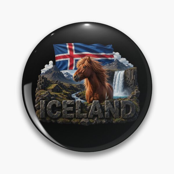 Item preview, Iceland Heritage – Horse & Volcano Emblem designed and sold by FlagX.