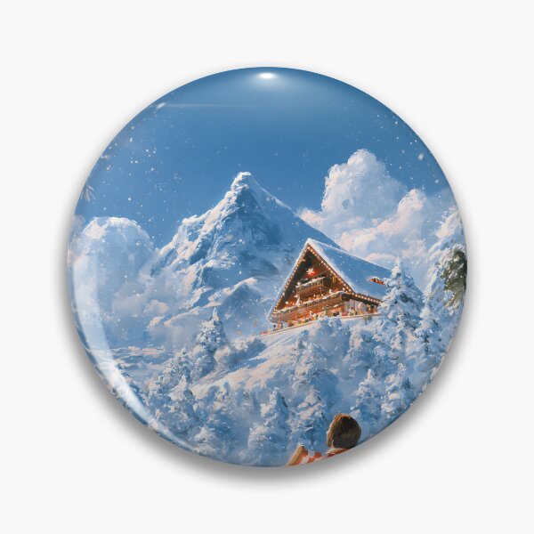 Item preview, Alpine Chalet Terrace with Striped Deckchairs designed and sold by VisionaryVeils.