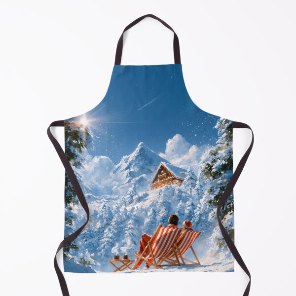 Item preview, Alpine Chalet Terrace with Striped Deckchairs designed and sold by VisionaryVeils.