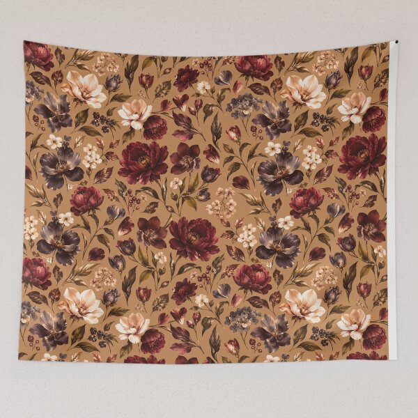 Item preview, Vintage seamless floral pattern — a botanical-floral design in burgundy tones designed and sold by alijun.