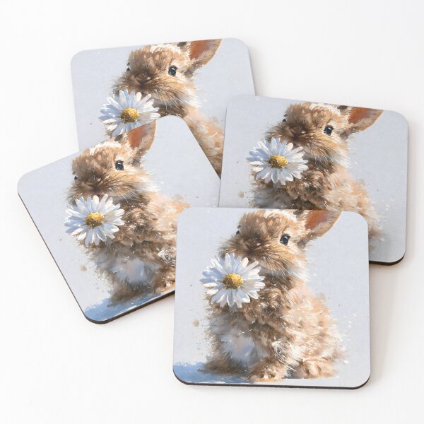 Item preview, Fluffy Bunny Holding a White Daisy designed and sold by VisionaryVeils.