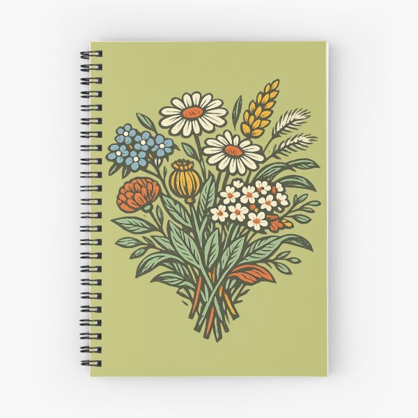 Item preview, Vintage Wildflower Bouquet Linocut Floral Art designed and sold by SeJaa.