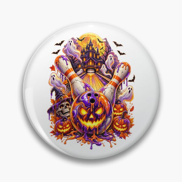 Item preview, Spooky Halloween Bowling Ball Pumpkin Drip Ghost Haunted designed and sold by GenioFin.