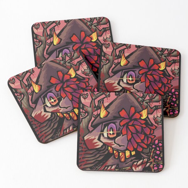 Item preview, Demonic Witch with Red Flowers and Skulls Illustration designed and sold by fibiiistd.