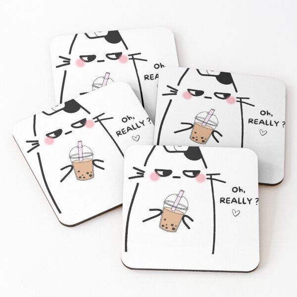 Item preview, Oh, Really?! – Sarcastic Cat with Bubble Tea designed and sold by Aurevella.