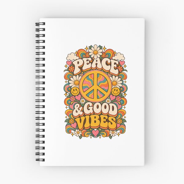Item preview, Peace and Good Vibes Retro Hippie Flower Power Art designed and sold by EssentialsWear.