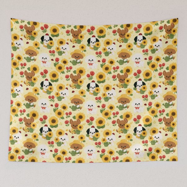 Item preview, Cute Puppy Sunflower Ladybug Gardening Pattern designed and sold by NicolasGlowArt.