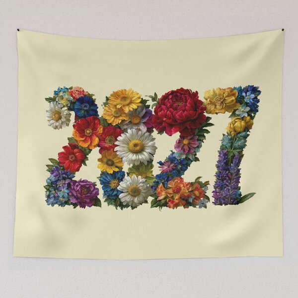 Item preview, Vibrant Floral 2027 New Year Typography designed and sold by colorful-white.