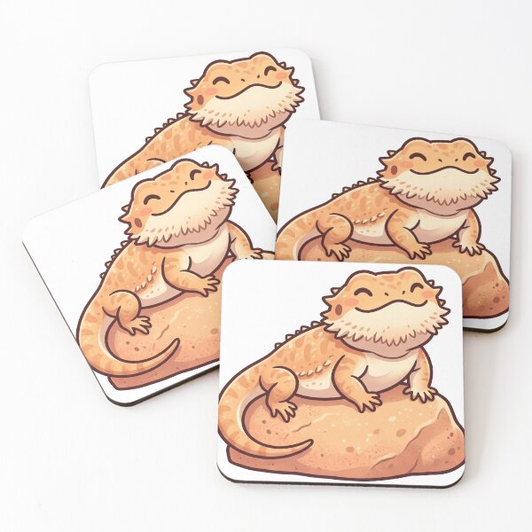 Item preview, Kawaii Bearded Dragon Smiling and Basking on a Warm Rock designed and sold by AdornOutfits.