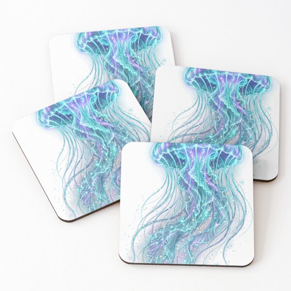 Item preview, Glowing Bioluminescent Jellyfish in Teal and Violet designed and sold by AdornOutfits.