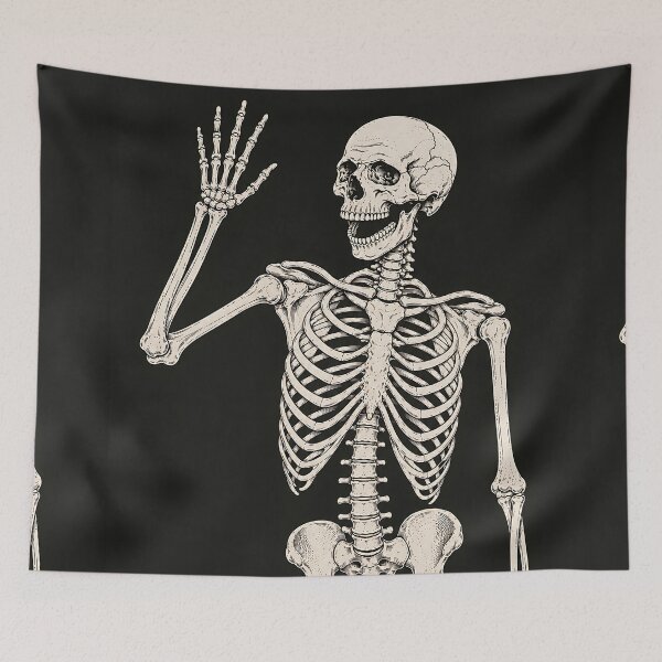 Item preview, Waving Skeleton Vintage Anatomical Illustration - Funny Halloween Art designed and sold by artswag.
