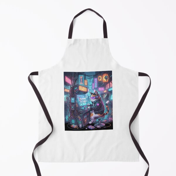 Item preview, Cyberpunk Arcade Cat: Neo-Tokyo Game Night designed and sold by Zen Motif Japan.