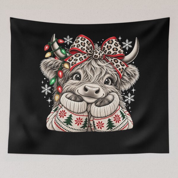 Item preview, Christmas Cow With Leopard Bow and Sweater designed and sold by Capisedo.