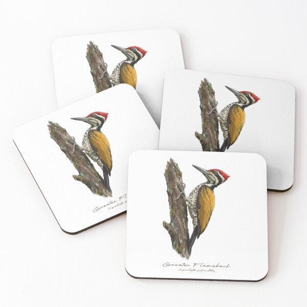 Item preview, Greater Flameback on Tree Bird Illustration designed and sold by Takeda-art.