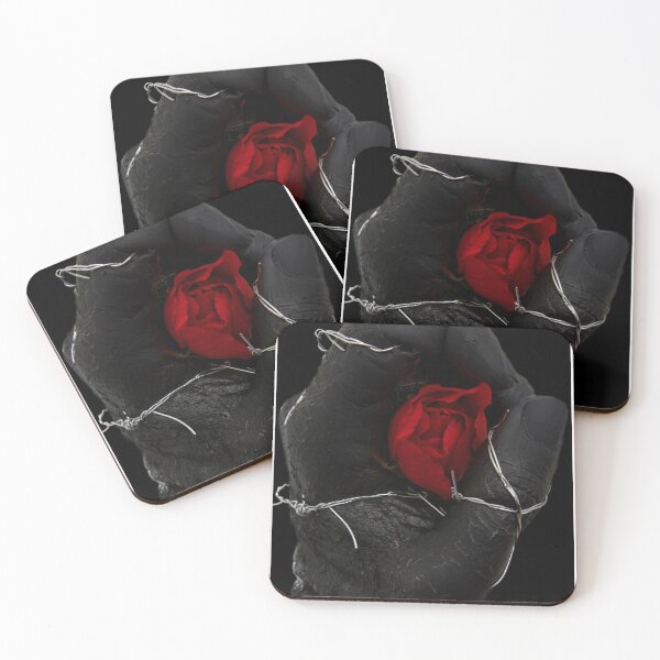 Item preview, Cracked Black Hand Red Rose Barbed Wire Dark Gothic Symbolic Art Graphic T-Shirt designed and sold by DERA RAY.
