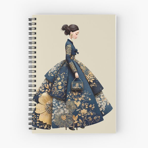 Item preview, Elegant Korean Hanbok Woman with Gold Accents designed and sold by colorful-white.