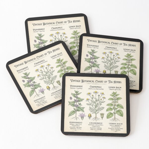 Item preview, Vintage Botanical Tea Herbs Illustration Chart designed and sold by bvdesignart.