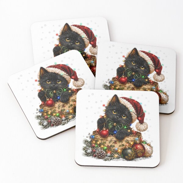 Item preview, Christmas Kitten in a Festive Holly Tin designed and sold by Capisedo.