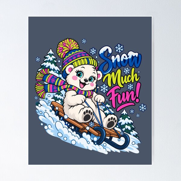Item preview, Snow Much Fun! Cute Polar Bear Sledding Winter Design designed and sold by Aimetoi.
