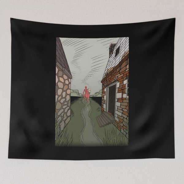 Item preview, Surreal Skeleton Rider With Horse Skull in Haunted Village Landscape designed and sold by Baby-Care.