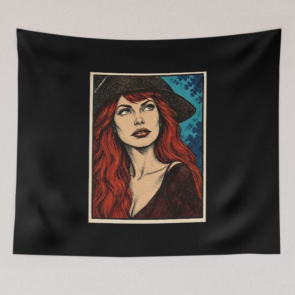 Item preview, Vintage Style Redhead Woman Illustration with Hat designed and sold by J-Mindful.