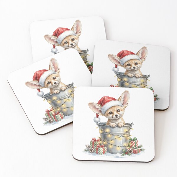 Item preview, Christmas Fennec fox in a Bucket Vintage Illustration designed and sold by Takeda-art.