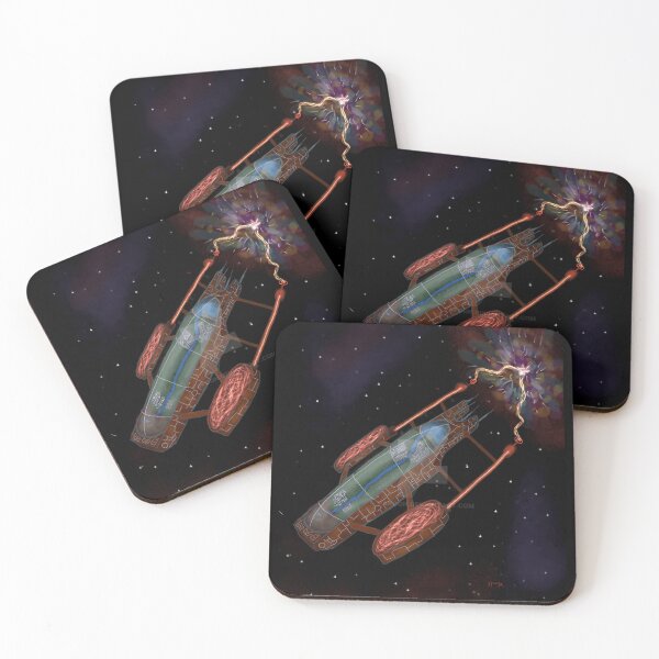 Item preview, Futuristic Spaceship with Energetic Plasma Beams in Space designed and sold by J-Mindful.