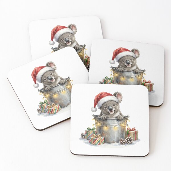 Item preview, Christmas Koala in a Bucket Vintage Illustration designed and sold by Takeda-art.