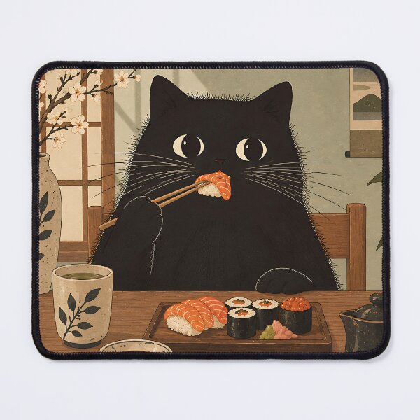 Item preview, Black Cat Eating Sushi Japanese Restaurant designed and sold by artswag.