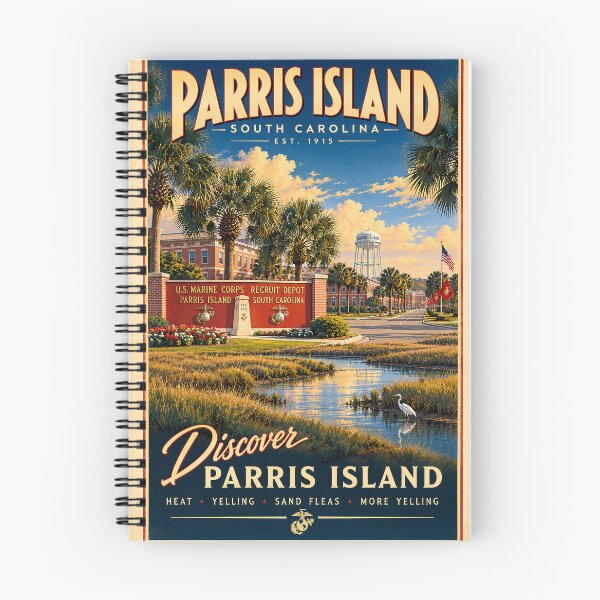 Item preview, Parris Island Marine Corps Vintage Travel Poster designed and sold by The Gilded Muse.