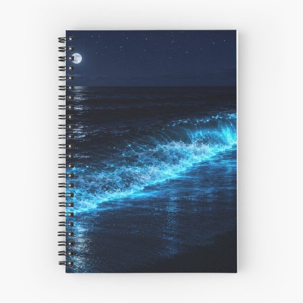 Item preview, Blue Tide — Bioluminescent Surf at Night, Glowing Ocean Wave Art designed and sold by mushizaman.