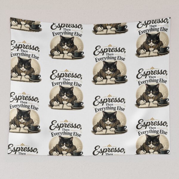 Item preview, Tuxedo Cat – Espresso, Then Everything Else designed and sold by PurrBloom Studio.