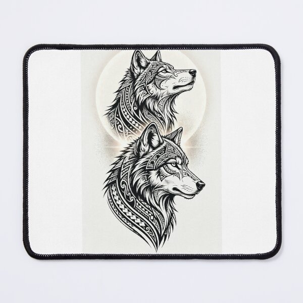 Item preview, Tribal Twin Wolves Moon Mandala Art designed and sold by Ahmadhamroush.