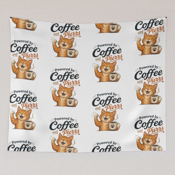 Item preview, Orange Tabby Cat – Powered by Coffee and Purrs designed and sold by PurrBloom Studio.