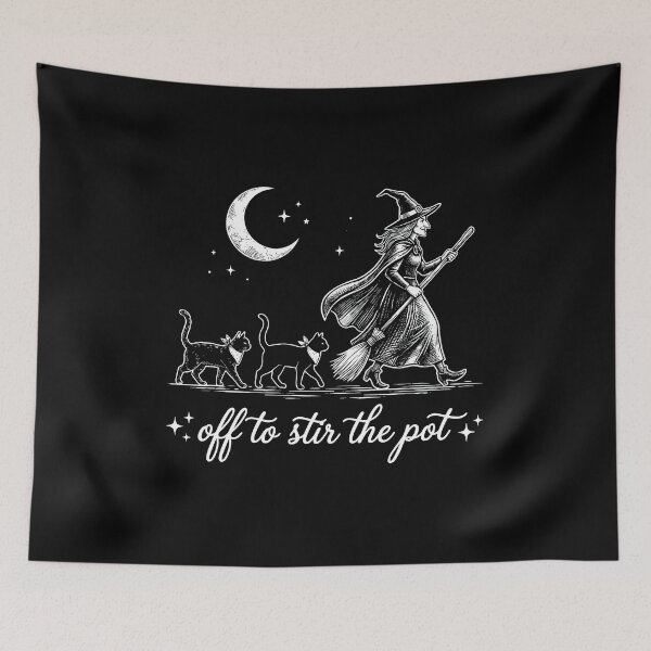 Item preview, Witch Cats Moon Stir Pot Art designed and sold by Dmo3HarkoArt.
