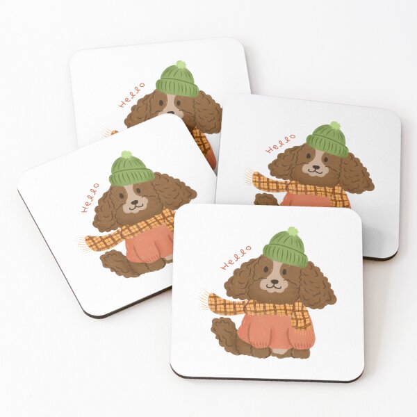 Item preview, Cute Poodle Dog Wearing Green Beanie Autumn Art designed and sold by Bastardsplay.