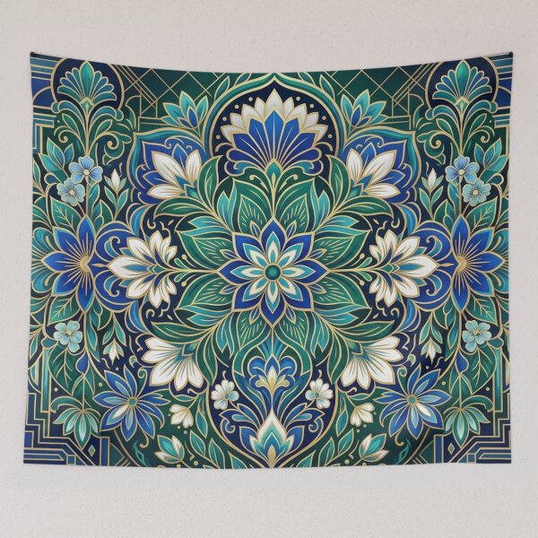Item preview, Emerald flowers in gold ornamentation designed and sold by Sigtrix.