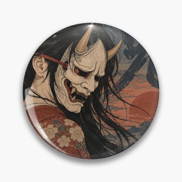 Item preview, Japanese Hannya Demon - Red Kimono Under Sakura Sunset designed and sold by bapupa.