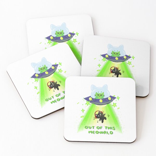 Item preview, Out Of This Meowrld Alien Cat UFO designed and sold by Bastardsplay.