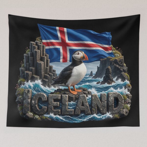 Item preview, Iceland Heritage – Puffin & Basalt Cliffs designed and sold by FlagX.