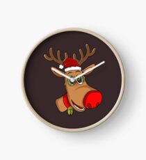 Santa Reindeer - Xmas - Christmas Red Noise Reindeer Clock