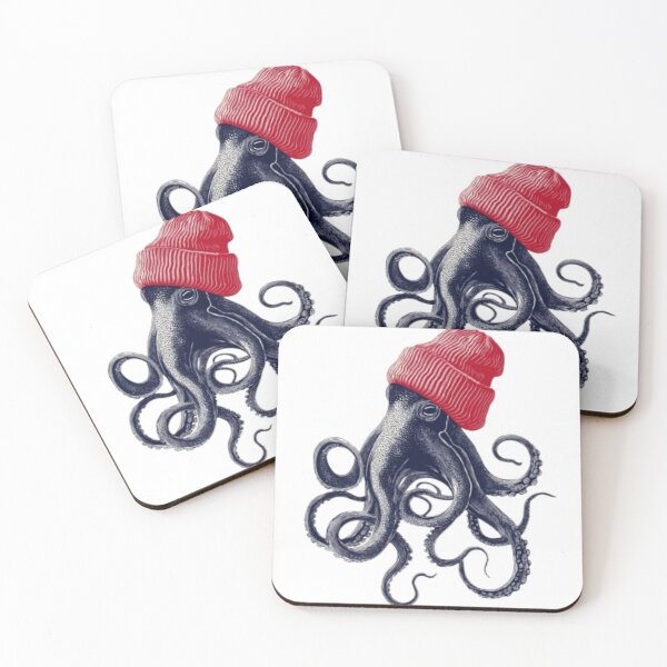 Item preview, Octopus Red Beanie Ink Illustration designed and sold by WATEKE.