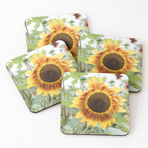 Item preview, Summer Garden with a Sunflower Bloom in Rufous Red and Bold Yellow designed and sold by Georgia Mizuleva.