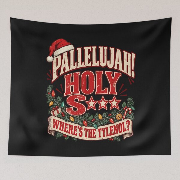 Item preview, Hallelujah Sarcastic Holiday Typography Retro Christmas Ribbon Banner Graphic designed and sold by CarlaKaise.