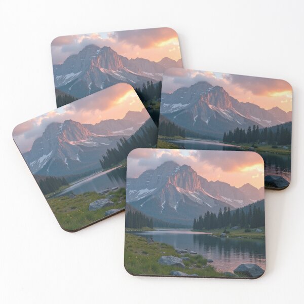 Item preview, Mountain Lake at Sunset – Dramatic Alpine Landscape designed and sold by Sed94.