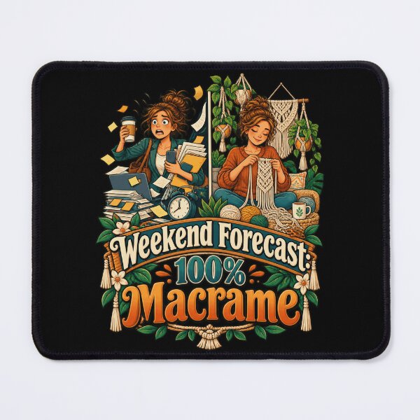 Item preview, Funny Cozy Scene Contrasting Weekday Macrame Lover Fan designed and sold by adiencarteras.
