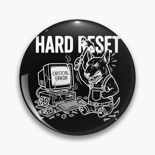 Item preview, Hard Reset Critical Error Angry Bull Terrier IT Support Meme designed and sold by The Bold Line Studio.