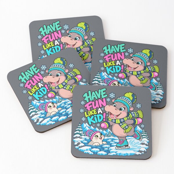 Item preview, Have Fun Like a Kid! – Cute Hippo and Seal Winter Adventure designed and sold by Aimetoi.